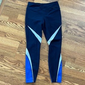 Nike Running Workout Tights Leggings Women’s Large Blue Navy White
